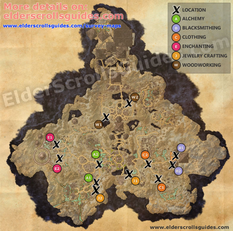  map locations in Coldharbour zone are indicated on the map below