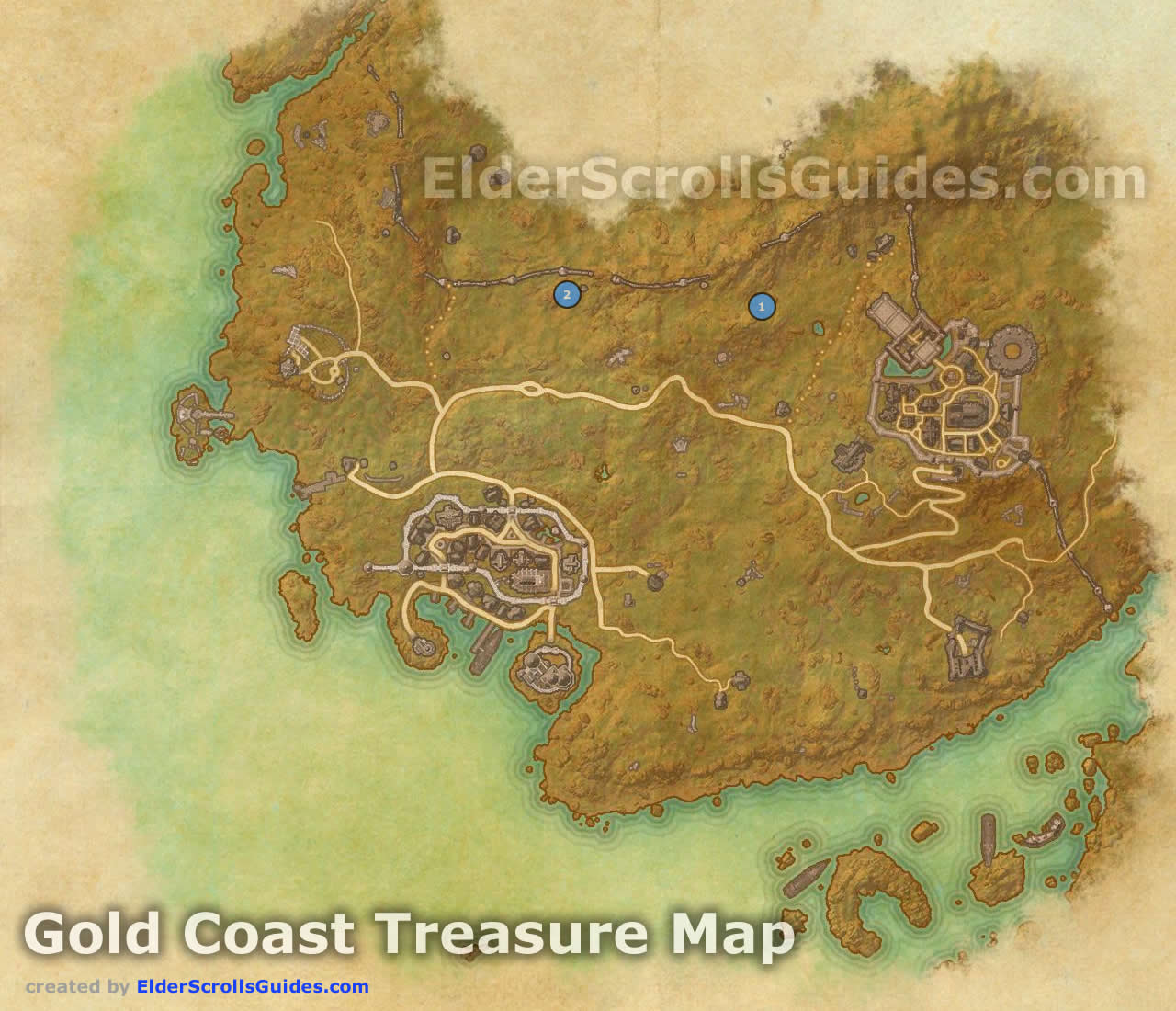 Gold Coast Treasure Map Locations Elder Scrolls Online 