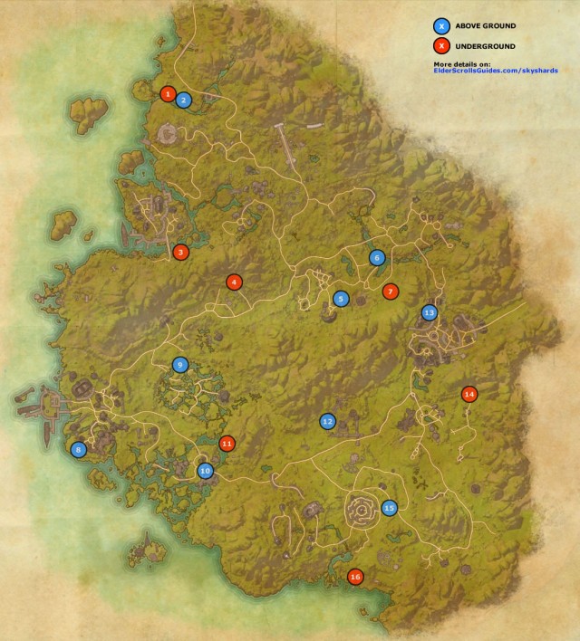 Greenshade Skyshards Map