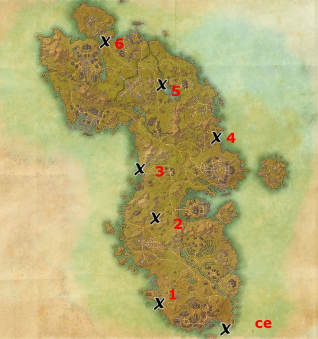 Auridon treasure map locations