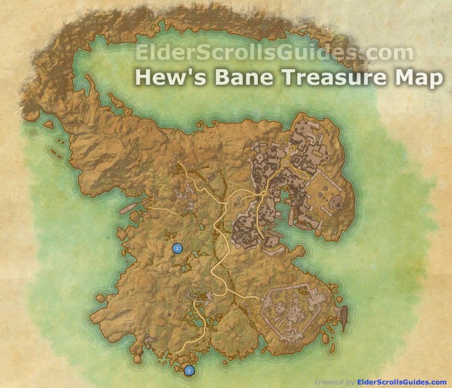 Hew's Bane treasure map locations