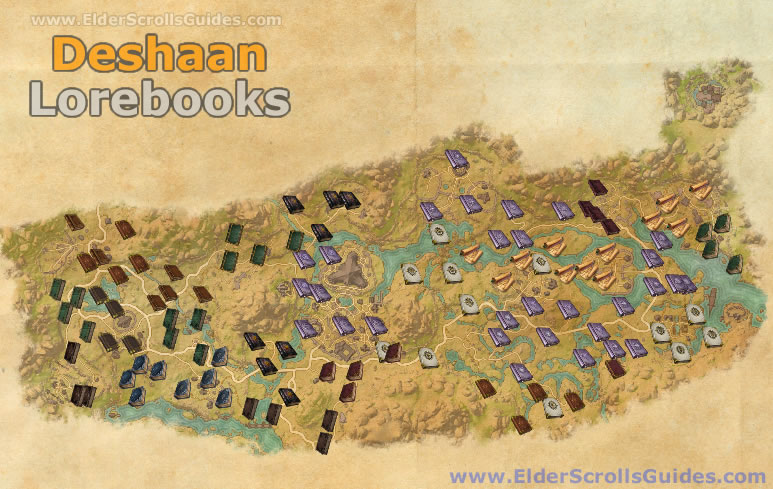 Map of alik'r desert lorebooks hover over the icons to see the book na...