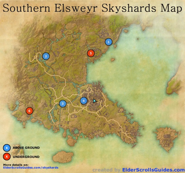 Southern Elsweyr Skyshards Map