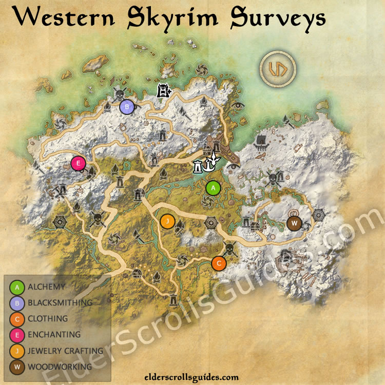 Western Skyrim Survey Report Map | Elder Scrolls Online Guides