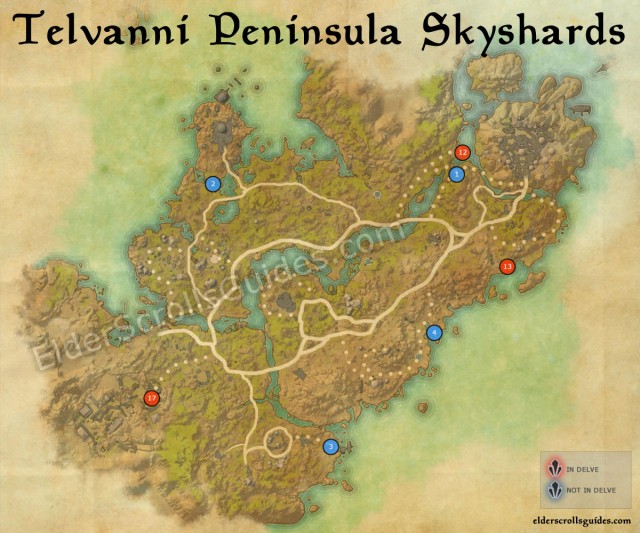 Telvanni Peninsula Skyshards Map